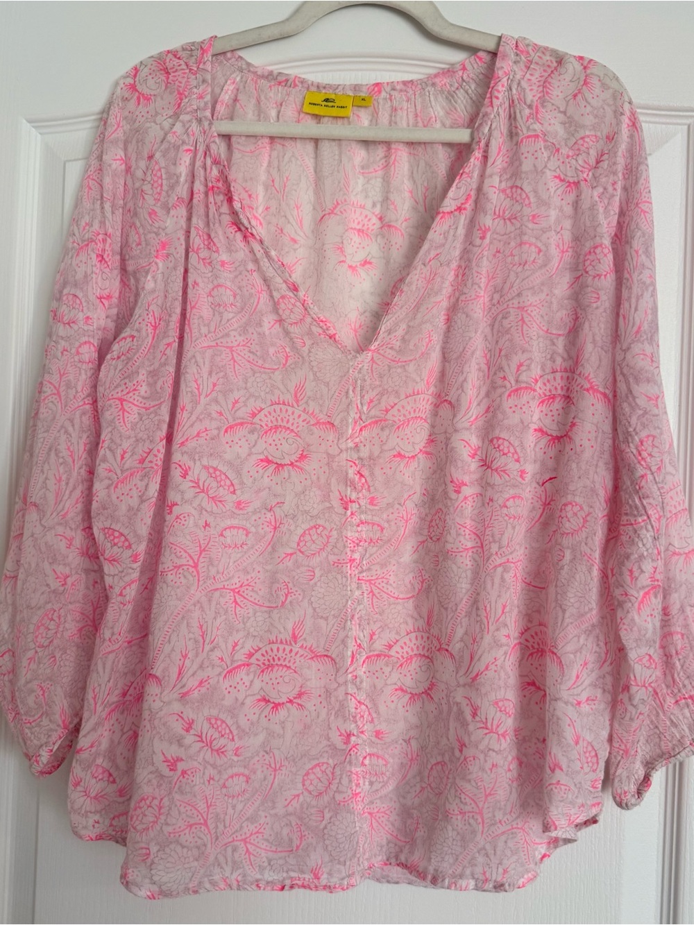 Roberta Roller Rabbit Pink Floral Cotton Gauze Tunic Blouse – Women’s XL